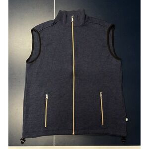 Ivanhoe Men's XL Gray Full Zip Merino Wool Golf Vest Blue